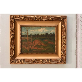 F. Ruszczyc - Pejzaż Polskiej Wsi - Las - Stary Obraz na Drewnie