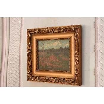 F. Ruszczyc - Pejzaż Polskiej Wsi - Las - Stary Obraz na Drewnie