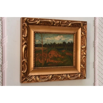 F. Ruszczyc - Pejzaż Polskiej Wsi - Las - Stary Obraz na Drewnie