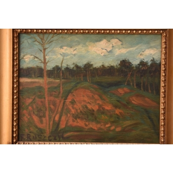 F. Ruszczyc - Pejzaż Polskiej Wsi - Las - Stary Obraz na Drewnie