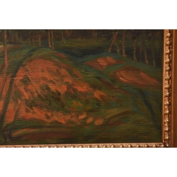 F. Ruszczyc - Pejzaż Polskiej Wsi - Las - Stary Obraz na Drewnie