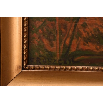 F. Ruszczyc - Pejzaż Polskiej Wsi - Las - Stary Obraz na Drewnie