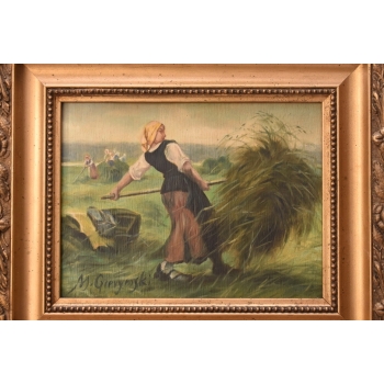 M. Gierymski - Pejzaż Polskiej Wsi - ŻNIWIARKA - Polski Obraz Olejny