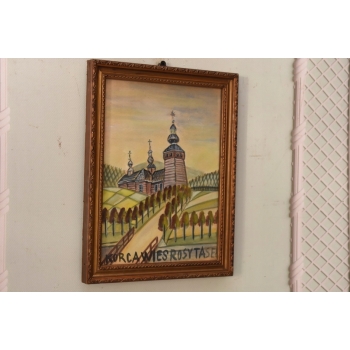 Nikifor Krynicki - Pejzaż - KRYNICA ZDRÓJ - Stary Obraz - Akwarela Ołówek