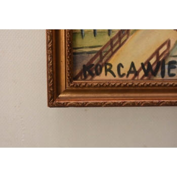 Nikifor Krynicki - Pejzaż - KRYNICA ZDRÓJ - Stary Obraz - Akwarela Ołówek