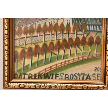 Nikifor Krynicki - Pejzaż - KRYNICA ZDRÓJ - Stary Obraz - Akwarela Ołówek