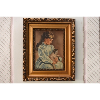 OLGA BOZNAŃSKA - Dziewczynka z Kotem - stary obraz