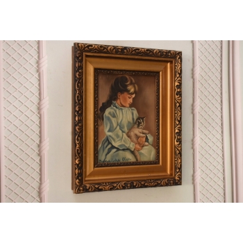 OLGA BOZNAŃSKA - Dziewczynka z Kotem - stary obraz