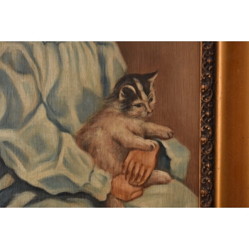 OLGA BOZNAŃSKA - Dziewczynka z Kotem - stary obraz