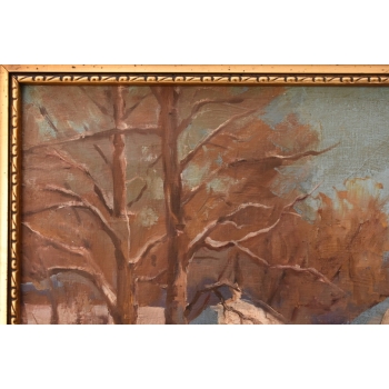 St. Filipkiewicz - Chaty w Zimowej Szacie Zima - Kresy - Stary Obraz