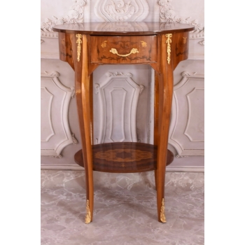 Owalny Stolik Kwietnik Stół z Szufladką + Mosiądz Owal