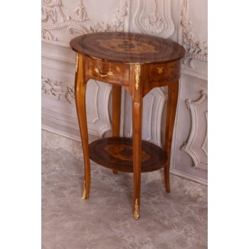 Owalny Stolik Kwietnik Stół z Szufladką + Mosiądz Owal