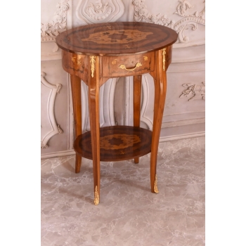 Owalny Stolik Kwietnik Stół z Szufladką + Mosiądz Owal