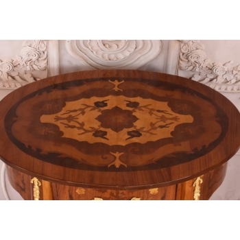 Owalny Stolik Kwietnik Stół z Szufladką + Mosiądz Owal