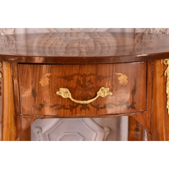 Owalny Stolik Kwietnik Stół z Szufladką + Mosiądz Owal