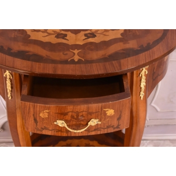 Owalny Stolik Kwietnik Stół z Szufladką + Mosiądz Owal