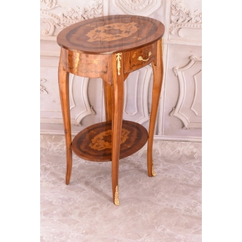 Owalny Stolik Kwietnik Stół z Szufladką + Mosiądz Owal