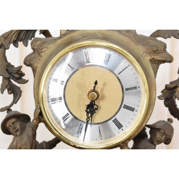 Zegar Kominkowy Stojący Porcelana + Brąz Skrzydlate Lwy - Sygnowany