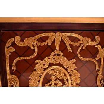 Królewska Drewniana Komoda - Barok - Okuta Brązem - Marmurowy Blat SZAFA