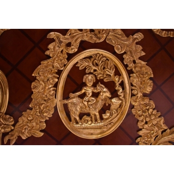 Królewska Drewniana Komoda - Barok - Okuta Brązem - Marmurowy Blat SZAFA