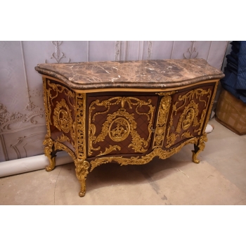 Królewska Drewniana Komoda - Barok - Okuta Brązem - Marmurowy Blat SZAFA