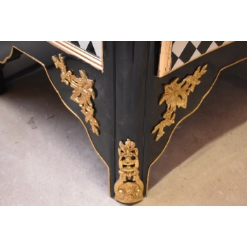 Królewska Biało Czarna Komoda - Vintage Szafa - Romby - Złote Okucia