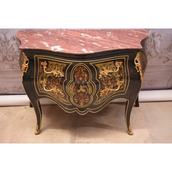 Królewska Komoda Szafa Boulle - Liczne Zdobienia Drewno + Brąz - UNIKAT