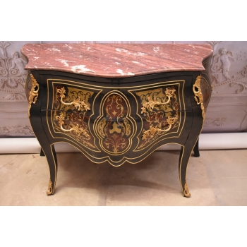 Królewska Komoda Szafa Boulle - Liczne Zdobienia Drewno + Brąz - UNIKAT