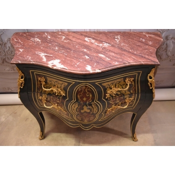 Królewska Komoda Szafa Boulle - Liczne Zdobienia Drewno + Brąz - UNIKAT