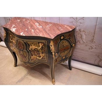 Królewska Komoda Szafa Boulle - Liczne Zdobienia Drewno + Brąz - UNIKAT