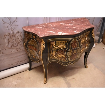 Królewska Komoda Szafa Boulle - Liczne Zdobienia Drewno + Brąz - UNIKAT