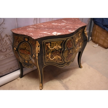 Królewska Komoda Szafa Boulle - Liczne Zdobienia Drewno + Brąz - UNIKAT