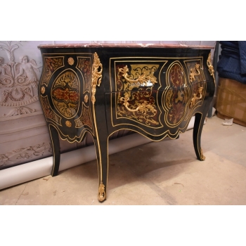 Królewska Komoda Szafa Boulle - Liczne Zdobienia Drewno + Brąz - UNIKAT