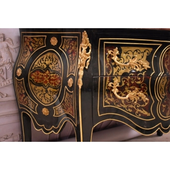 Królewska Komoda Szafa Boulle - Liczne Zdobienia Drewno + Brąz - UNIKAT
