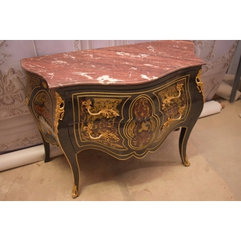 Królewska Komoda Szafa Boulle - Liczne Zdobienia Drewno + Brąz - UNIKAT