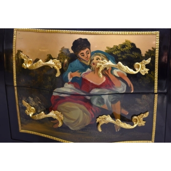 Trzy Królewskie Malowane Komody - Blat Marmur 3 x Komoda Malunki Ludwik