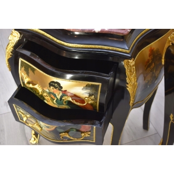 Trzy Królewskie Malowane Komody - Blat Marmur 3 x Komoda Malunki Ludwik