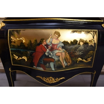 Trzy Królewskie Malowane Komody - Blat Marmur 3 x Komoda Malunki Ludwik