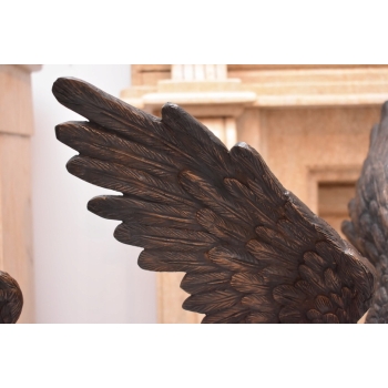 Dwa Groźne Orły z Rozłożonymi Skrzydłami Orzeł - Sokół Figura z Brązu L+P