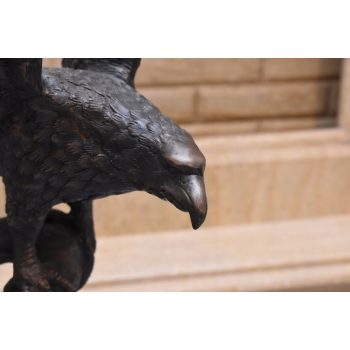 Dwa Groźne Orły z Rozłożonymi Skrzydłami Orzeł - Sokół Figura z Brązu L+P