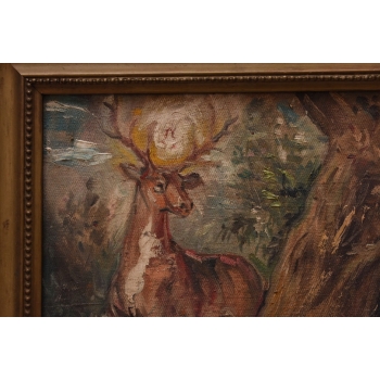 JERZY KOSSAK - Św. Hubert - Patron Myśliwych - Piękny Stary Obraz