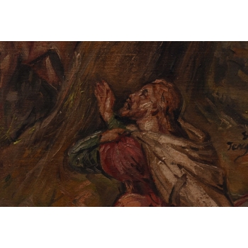 JERZY KOSSAK - Św. Hubert - Patron Myśliwych - Piękny Stary Obraz