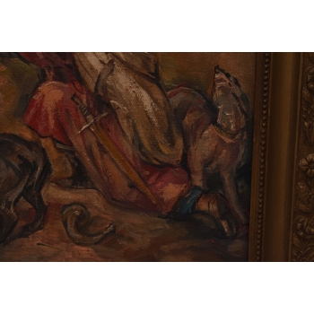 JERZY KOSSAK - Św. Hubert - Patron Myśliwych - Piękny Stary Obraz