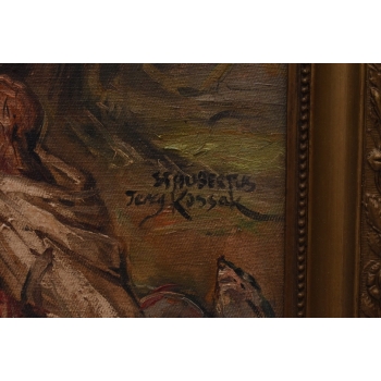 JERZY KOSSAK - Św. Hubert - Patron Myśliwych - Piękny Stary Obraz