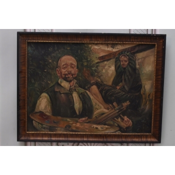 Jacek Malczewski Portret ze Sztaluga - Pałacowy Stary Obraz i Rama Unikat