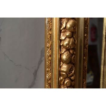 Pałacowe Złote Kryształowe Lustro - Gruba Rama - Zdobienia - 215 x 115 cm