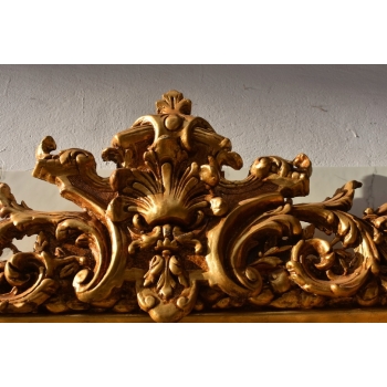 Pałacowe Złote Kryształowe Lustro - Gruba Rama - Zdobienia - 215 x 115 cm