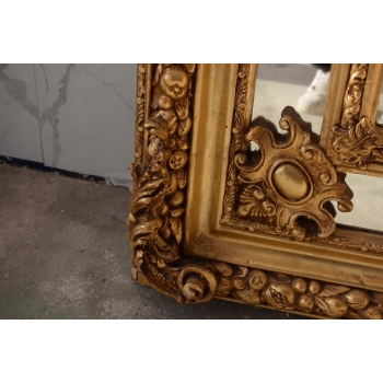 Pałacowe Złote Kryształowe Lustro - Gruba Rama - Zdobienia - 215 x 115 cm