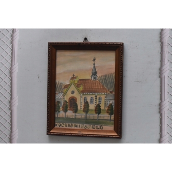 Nikifor Krynicki - KRYNICA ZDRÓJ - Kościół Kapliczka Obraz Akwarela Ołówek