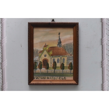 Nikifor Krynicki - KRYNICA ZDRÓJ - Kościół Kapliczka Obraz Akwarela Ołówek